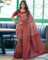 SATRANI Women’s Floral Silk Blend Saree with Contrast Border | Wedding Saree | Party Wear Saree | Traditional Indian Saree Online Malaysia