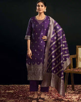 SKYLEE Women Printed Silk Blend Straight Kurta Suit Set with Dupatta & Pants | Stylish Indian Ethnic Wear for Women Malaysia