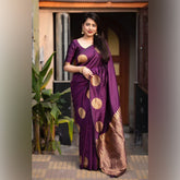 THE BANARASI SAREEIS MADE UP OF SILK THREADS WOVEN USING