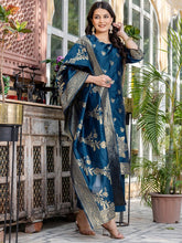 SKYLEE Women’s Floral Woven Silk Blend Kurta Set with Trousers & Dupatta | Indian Ethnic Wear | Party & Festive Outfit Malaysia