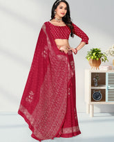 Satin border Jacquard Butta Georgette saree with blouse for women