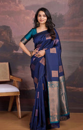 THE BANARASI SAREEIS MADE UP OF SILK THREADS WOVEN USING