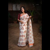 THE BANARASI SAREEIS MADE UP OF SILK THREADS WOVEN USING