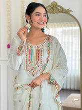 WHITE BEAUTIFUL COLOURED TREDITIONAL WEAR KURTA SET