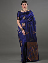 THE BANARASI SAREEIS MADE UP OF SILK THREADS WOVEN USING