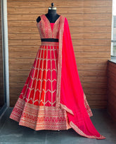 Trendy Orange-Pink Wedding Lehenga Choli for Women