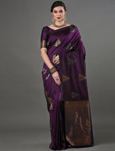 THE BANARASI SAREEIS MADE UP OF SILK THREADS WOVEN USING