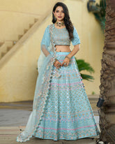 Sea green Organza silk wedding lehenga choli