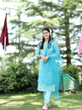 SKY COLOURED  WOMEN'S  RAYON  KURTA WITH  DUPATTA SET