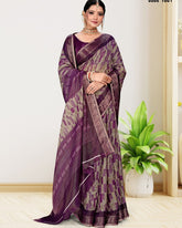 Weaving zari Jacquard border Cotton saree with blouse for women