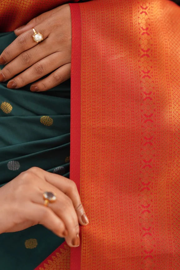 Banarasi Soft Silk Saree with Copper & Silver Zari Weaving