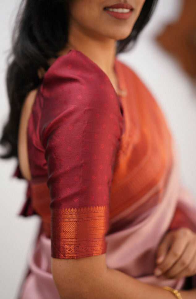 Elegant Banarasi Soft Silk Saree with Copper Zari Weaving