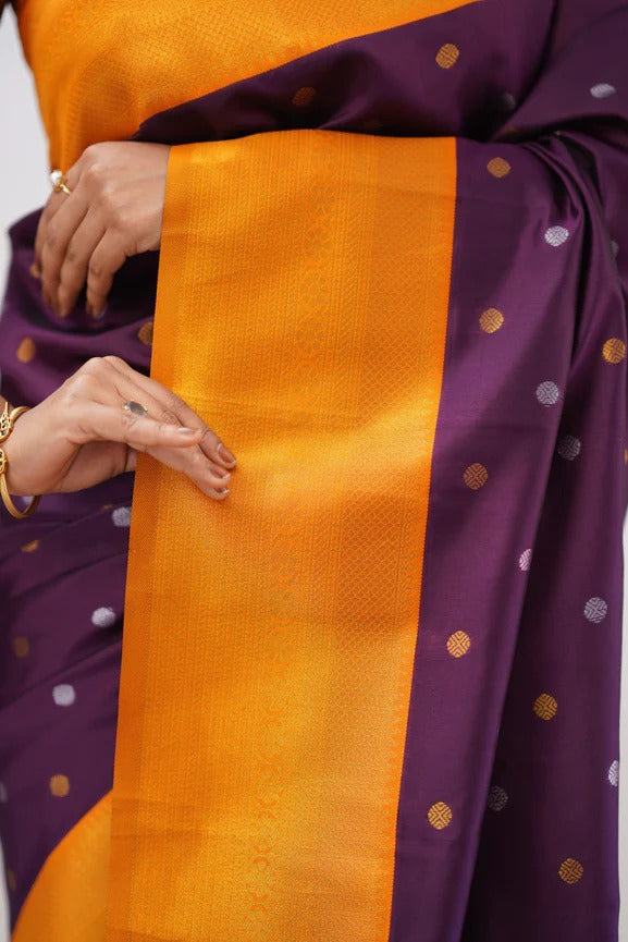 Banarasi Soft Silk Saree with Copper & Silver Zari Weaving