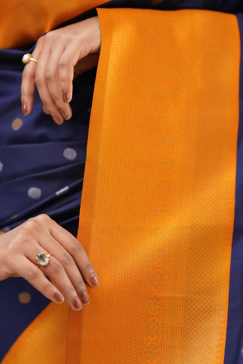 Banarasi Soft Silk Saree with Copper & Silver Zari Weaving
