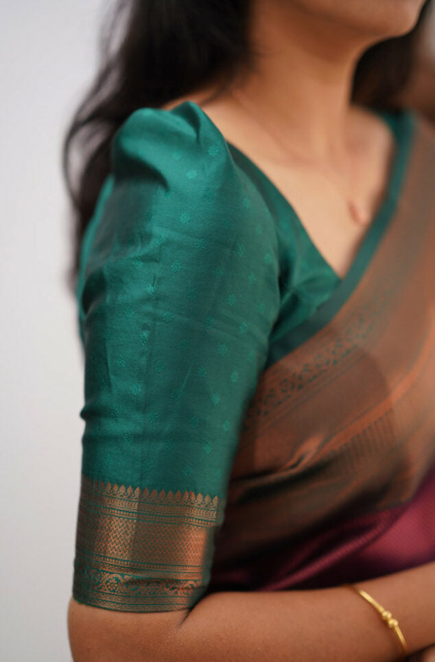Elegant Banarasi Soft Silk Saree with Copper Zari Weaving