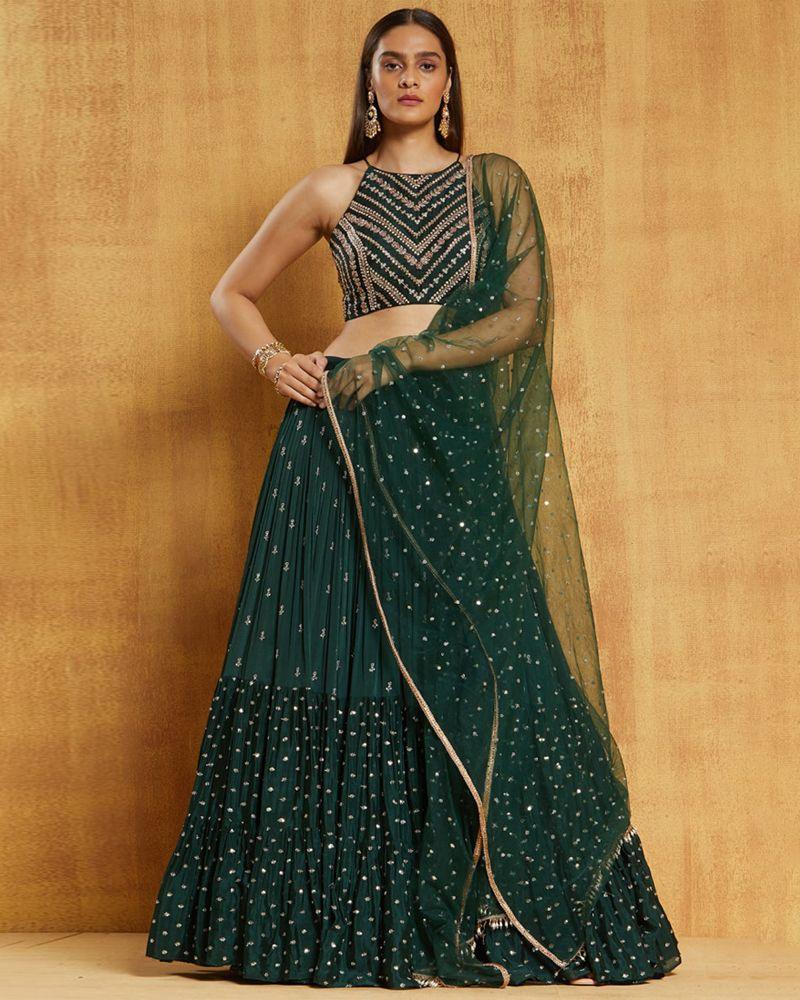 Pink georgette sequence heavy flare lehenga choli