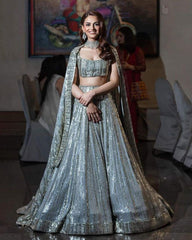 Grey colored georgette lehenga choli