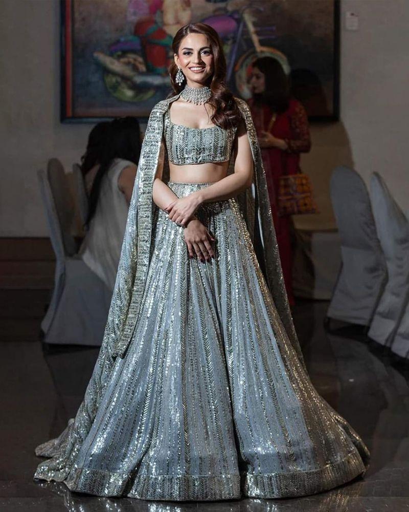 Baby Pink colored georgette lehenga choli