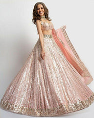Baby Pink colored georgette lehenga choli