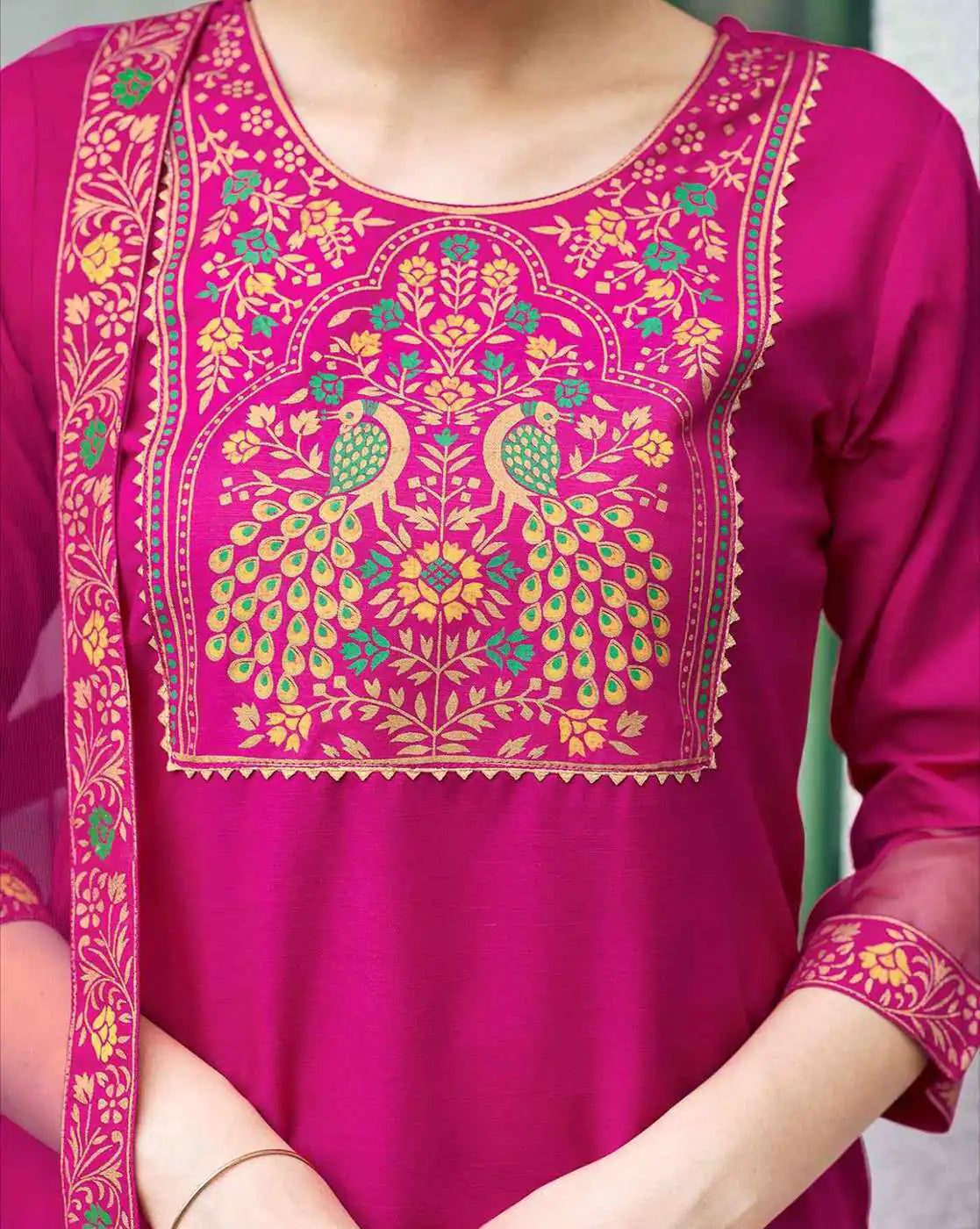 SKYLEE Women Printed Straight Kurta Set with Dupatta | Indian Ethnic Wear Online Malaysia | Cotton Blend Long Kurti Suit for Women | Party & Casual Outfit