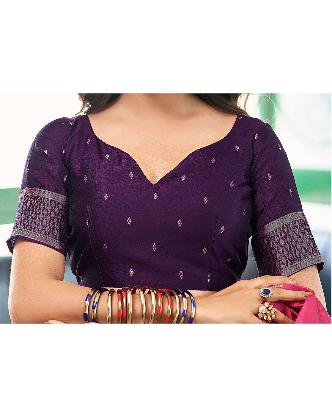 MORLY Women Kanjivaram Silk Saree with Contrast Border | Traditional Indian Saree | Wedding & Party Wear | Premium Silk Saree Malaysia Online