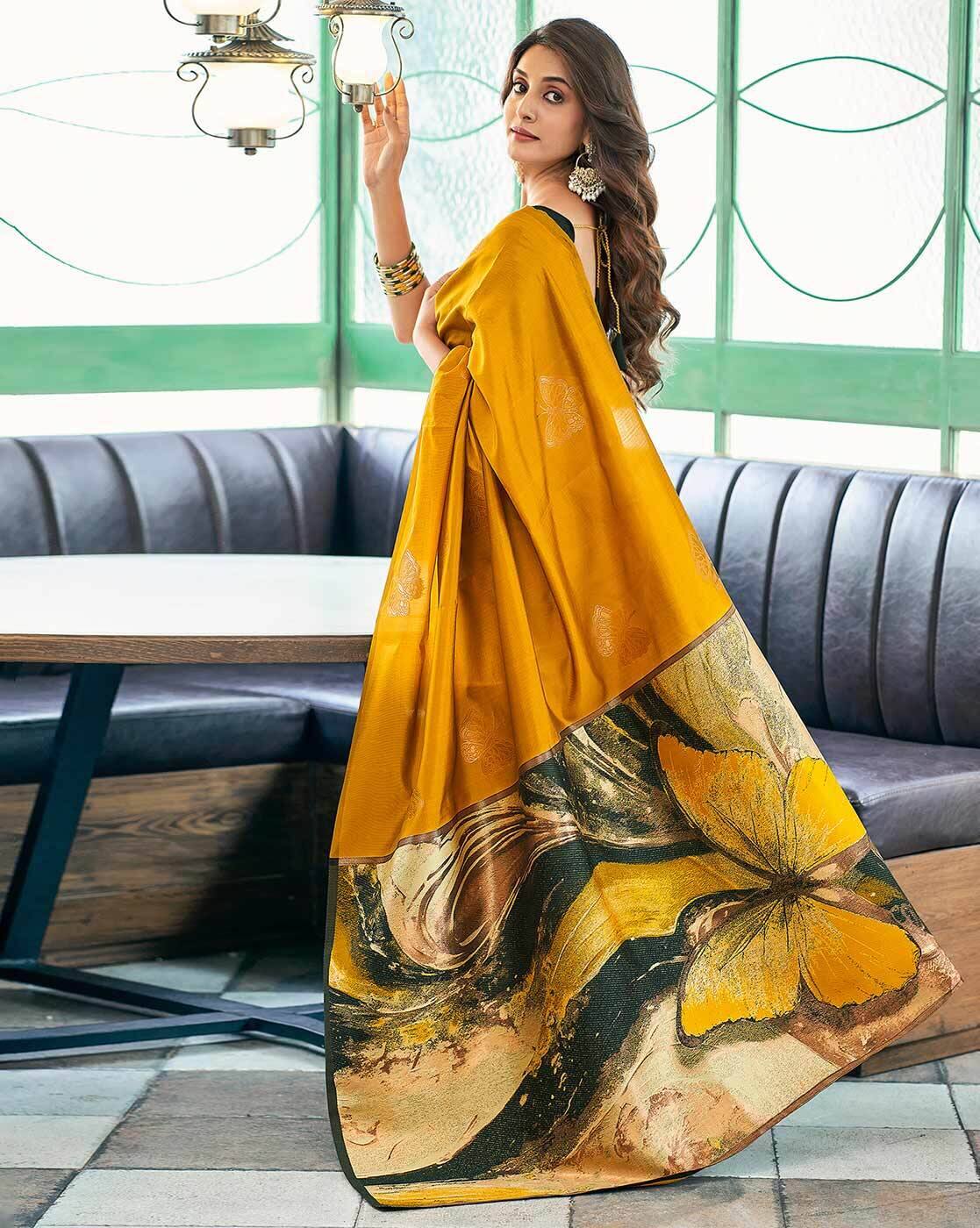 SATRANI Women’s Woven Silk Saree with Contrast Border | Traditional Indian Saree with Blouse Piece | Wedding, Party & Festive Wear Saree Malaysia Online