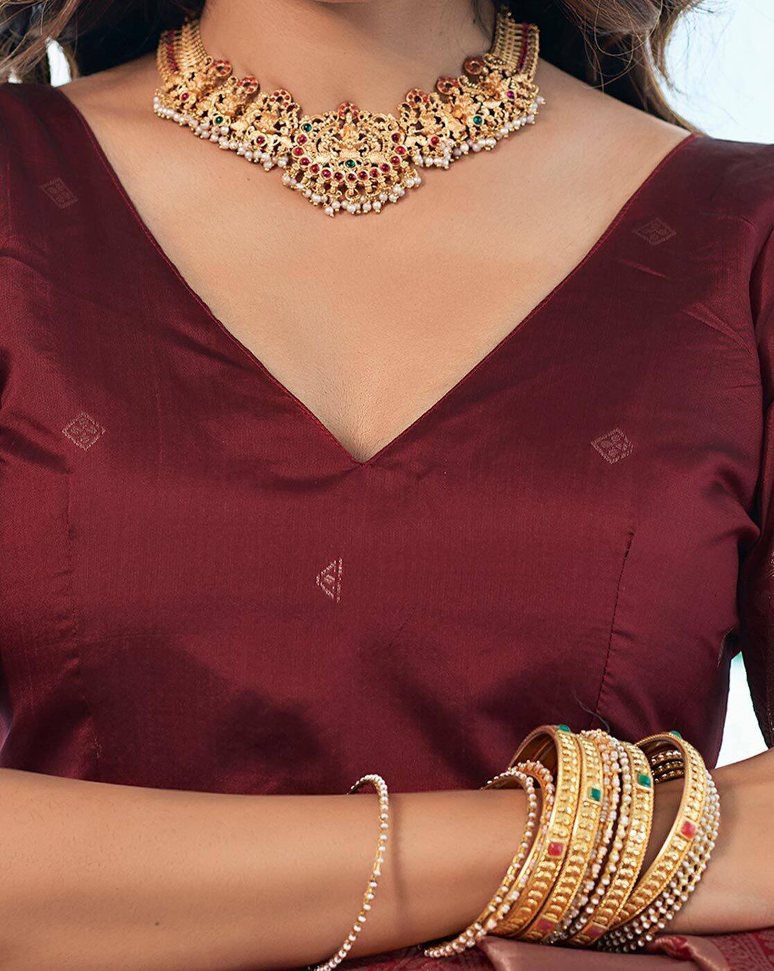 SATRANI Women’s Floral Silk Blend Saree with Contrast Border | Wedding Saree | Party Wear Saree | Traditional Indian Saree Online Malaysia