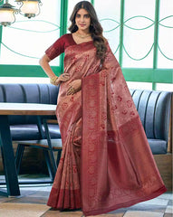 SATRANI Women’s Floral Silk Blend Saree with Contrast Border | Wedding Saree | Party Wear Saree | Traditional Indian Saree Online Malaysia