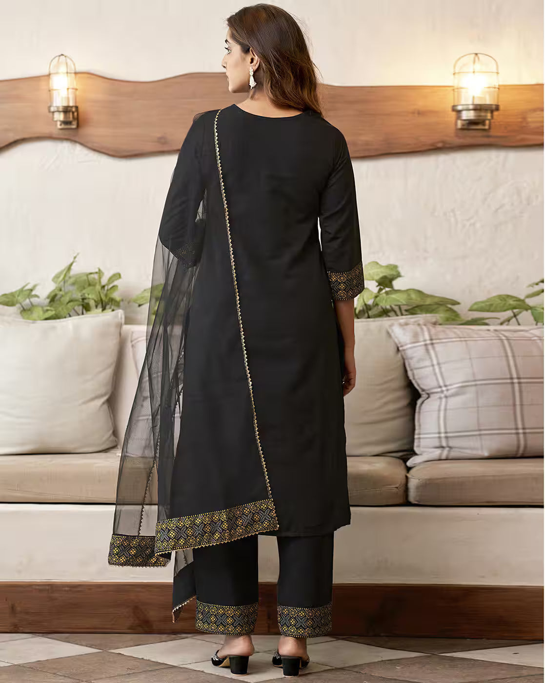 SKYLEE Women Embellished Cotton Blend Straight Kurta Suit Set with Dupatta | Ethnic Wear for Party, Wedding & Festive | Indian Pakistani Salwar Suit Dress Malaysia