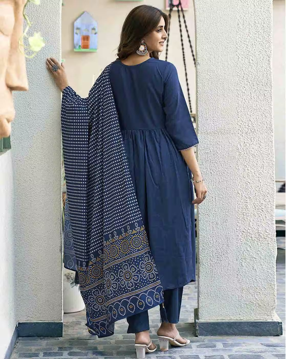 SKYLEE Women’s Embroidered Straight Kurta Set with Pants & Dupatta | Cotton Blend Ethnic Suit | Modest Fashion Kurti Set Malaysia