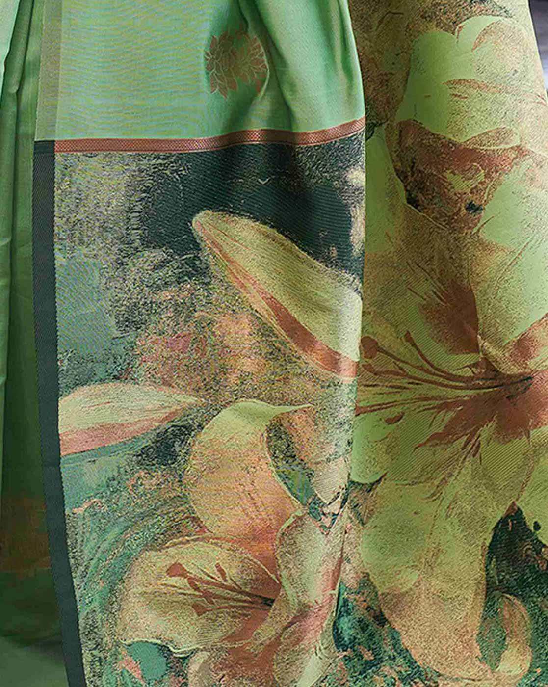 MORLY Women Kanjivaram Silk Saree with Contrast Border | Traditional Indian Saree | Wedding & Party Wear | Premium Silk Saree Malaysia Online