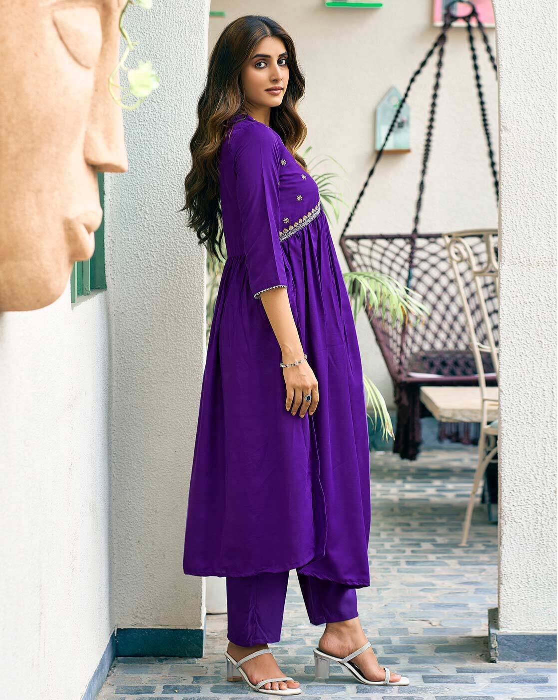 SKYLEE Women’s Embroidered Straight Kurta Set with Pants & Dupatta | Cotton Blend Ethnic Suit | Modest Fashion Kurti Set Malaysia