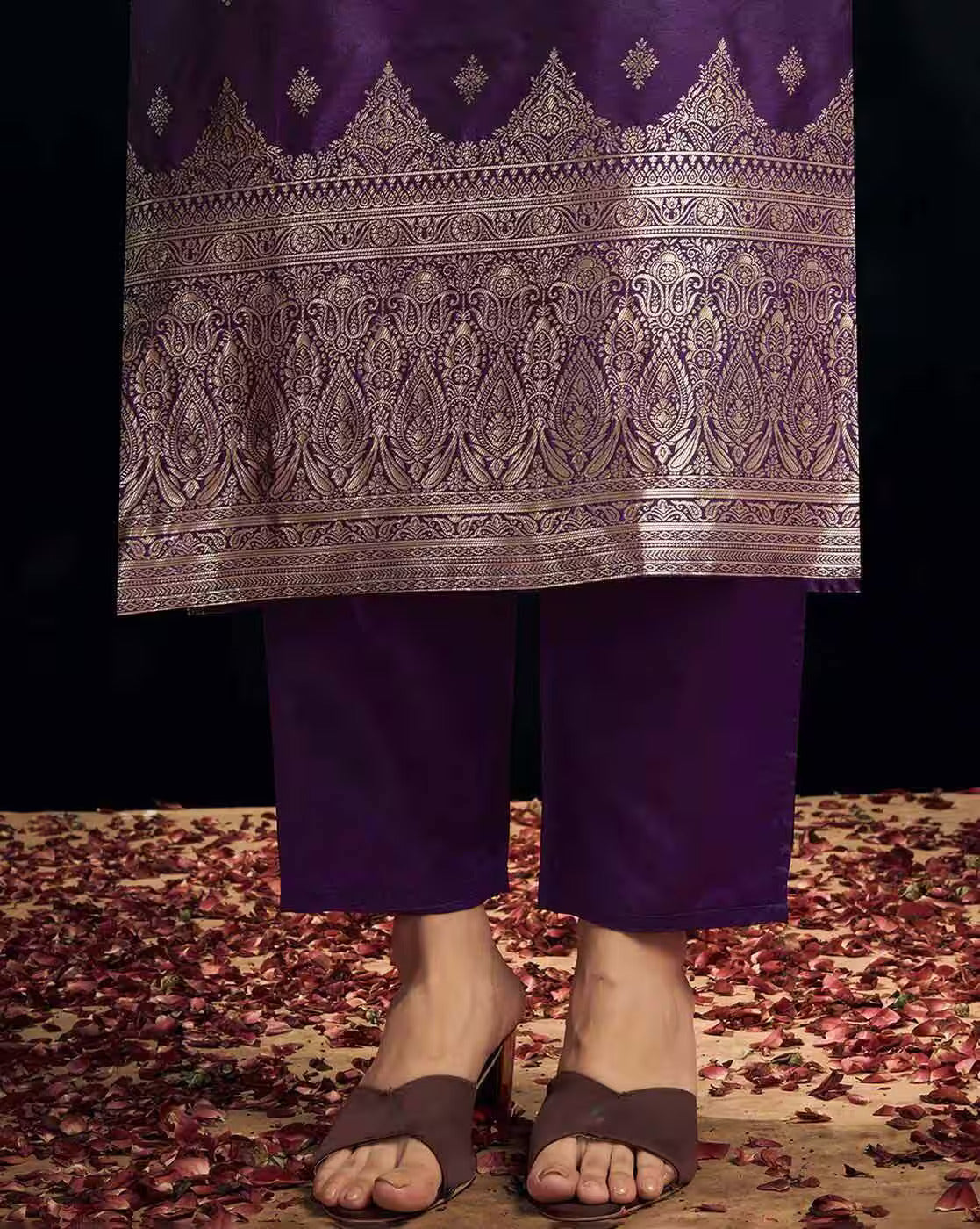 SKYLEE Women Printed Silk Blend Straight Kurta Suit Set with Dupatta & Pants | Stylish Indian Ethnic Wear for Women Malaysia