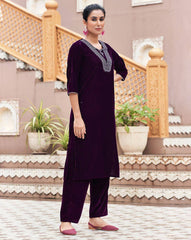 SKYLEE Women’s Velvet Sequins Embroidered Straight Kurta Set with Dupatta | Party Wear Pakistani Indian Dress | Ethnic Wear for Women Malaysia