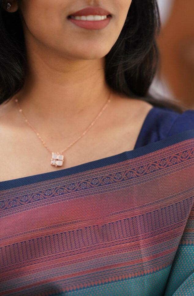 Elegant Banarasi Soft Silk Saree with Copper Zari Weaving