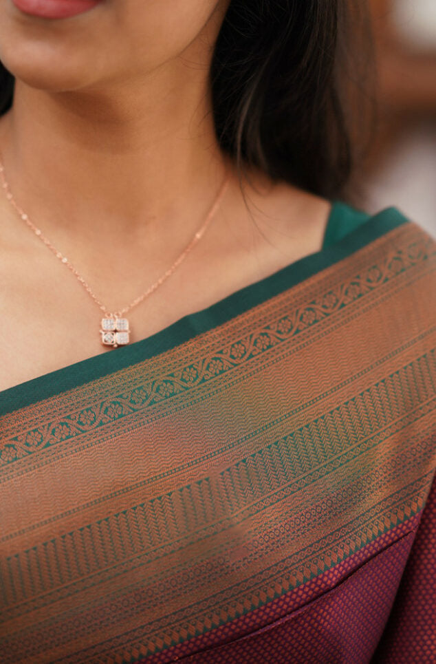Elegant Banarasi Soft Silk Saree with Copper Zari Weaving