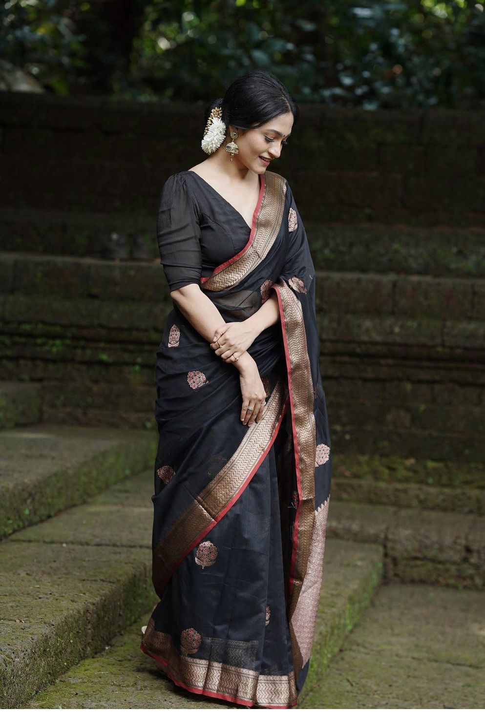 Banarasi Soft Silk Saree with Gold Zari Weaving