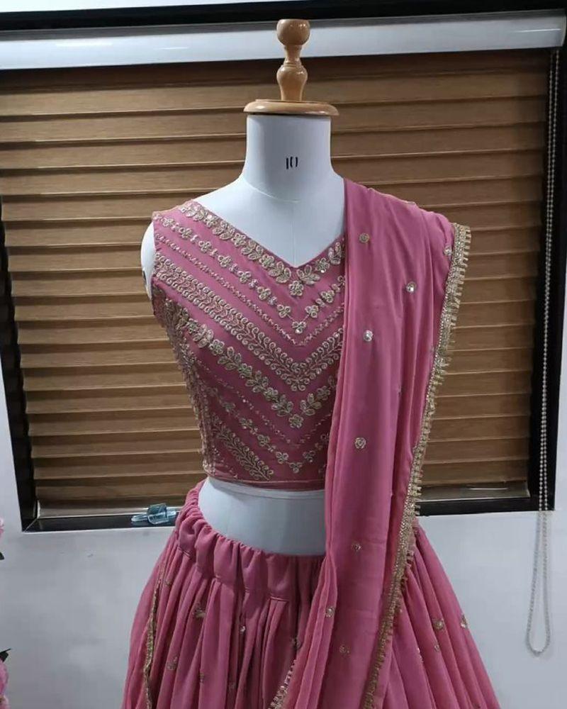 Pink georgette sequence heavy flare lehenga choli