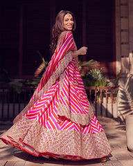 Multicolor laheriya printed design wedding lehenga choli