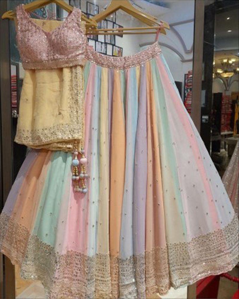 Multicolor Faux Georgette designer lehenga choli
