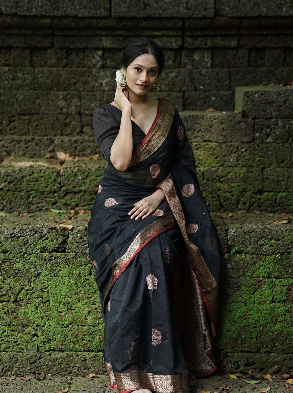 Banarasi Soft Silk Saree with Gold Zari Weaving