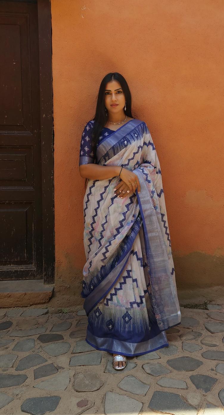 Digital Printed Cotton Saree with Blouse | Lightweight Daily & Party Wear Saree | Ready to Ship – Malaysia