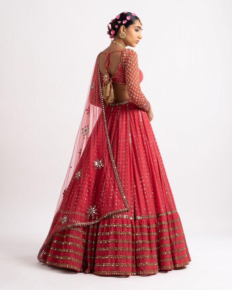 Faux georgette sequins embroidery wedding lehenga choli