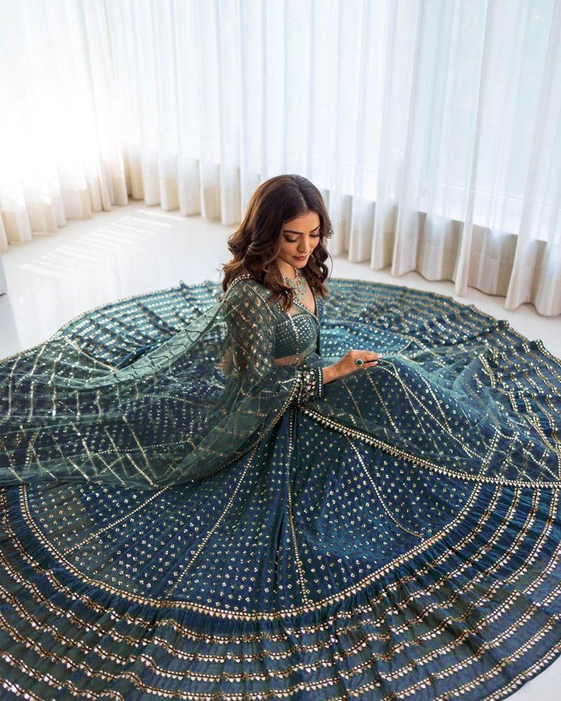 Faux georgette sequins embroidery wedding lehenga choli