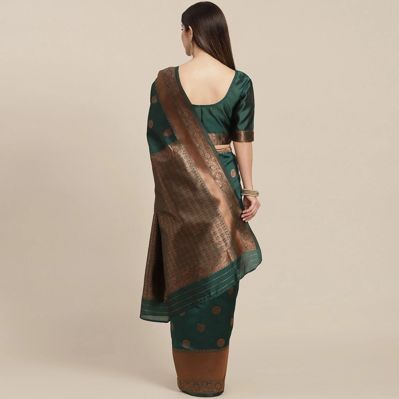 Elegant Banarasi Soft Silk Saree with Copper Zari Weaving