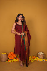 Tarika Maroon Kurti Set (Maroon Dupatta) (Set of 2)