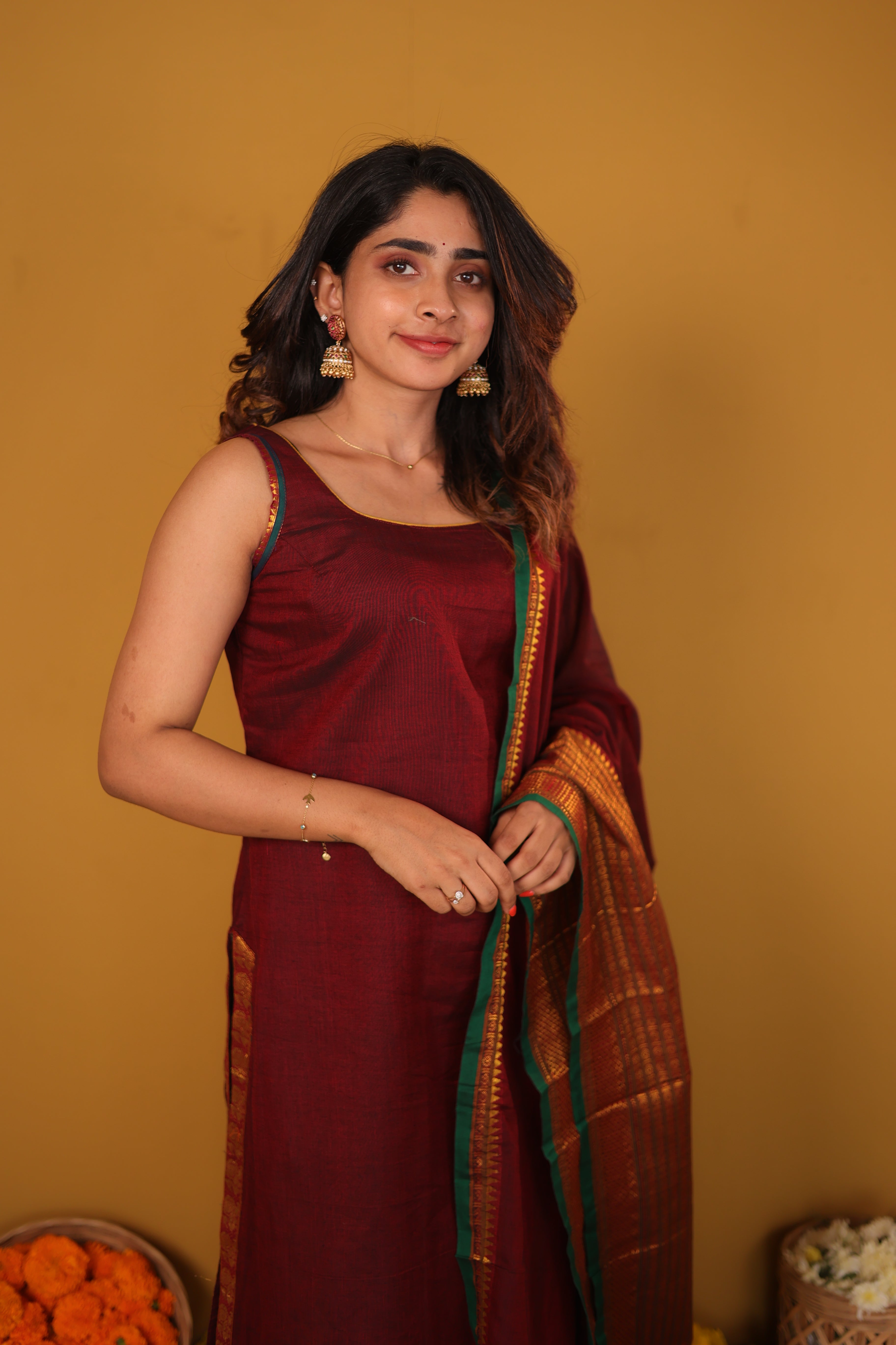 Tarika Maroon Kurti Set (Maroon Dupatta) (Set of 2)