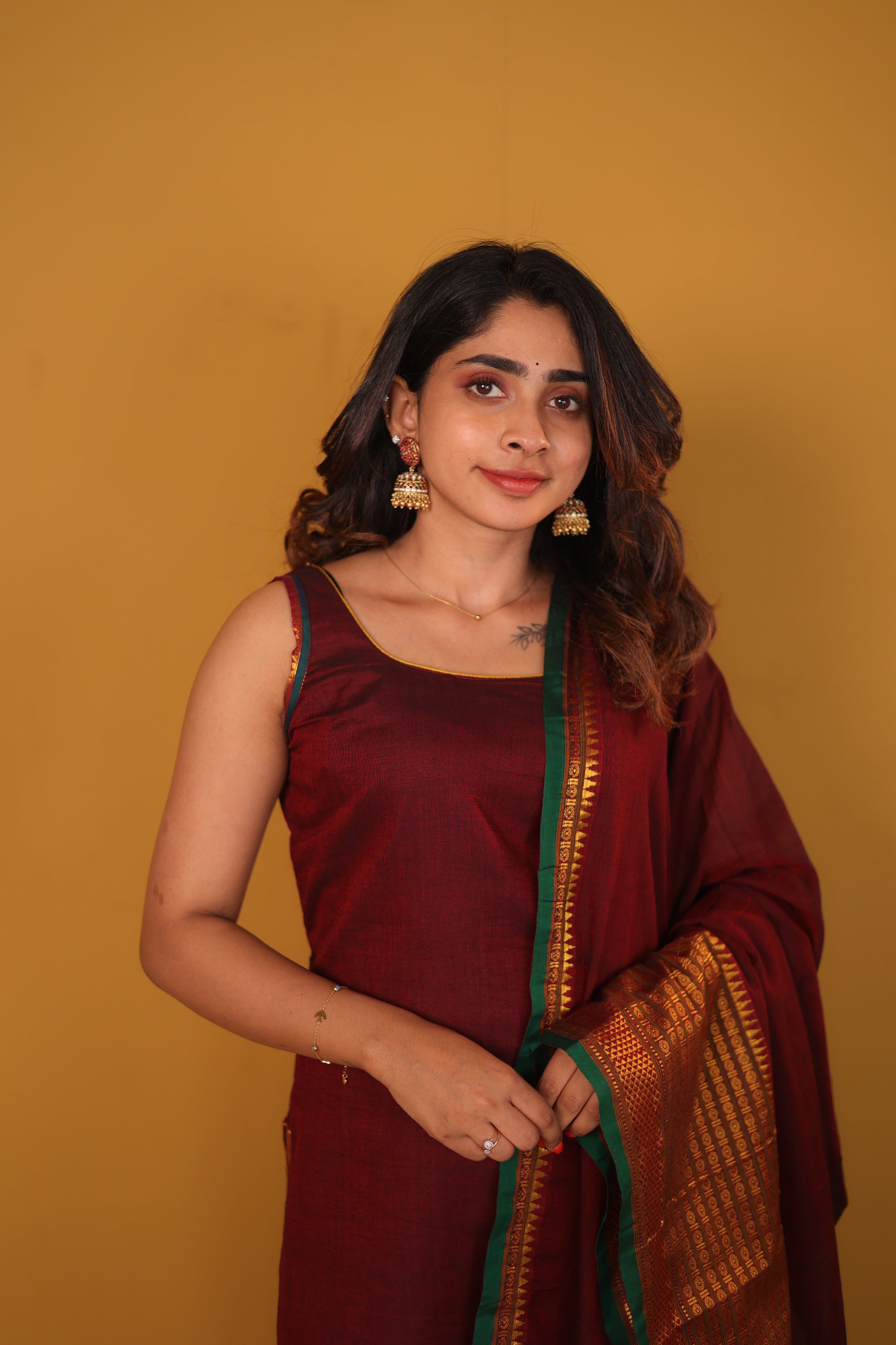 Tarika Maroon Kurti Set (Maroon Dupatta) (Set of 2)