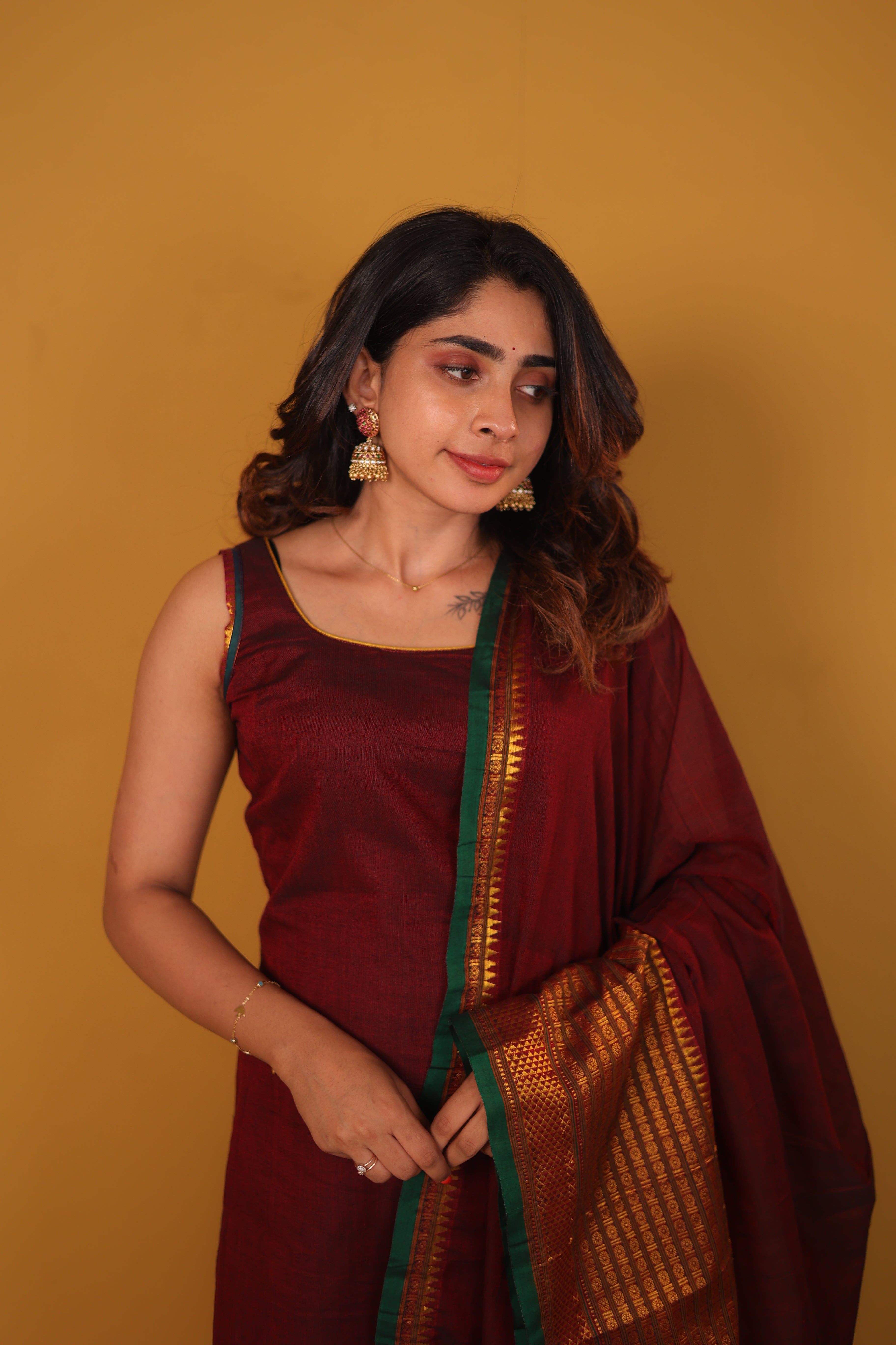 Tarika Maroon Kurti Set (Maroon Dupatta) (Set of 2)