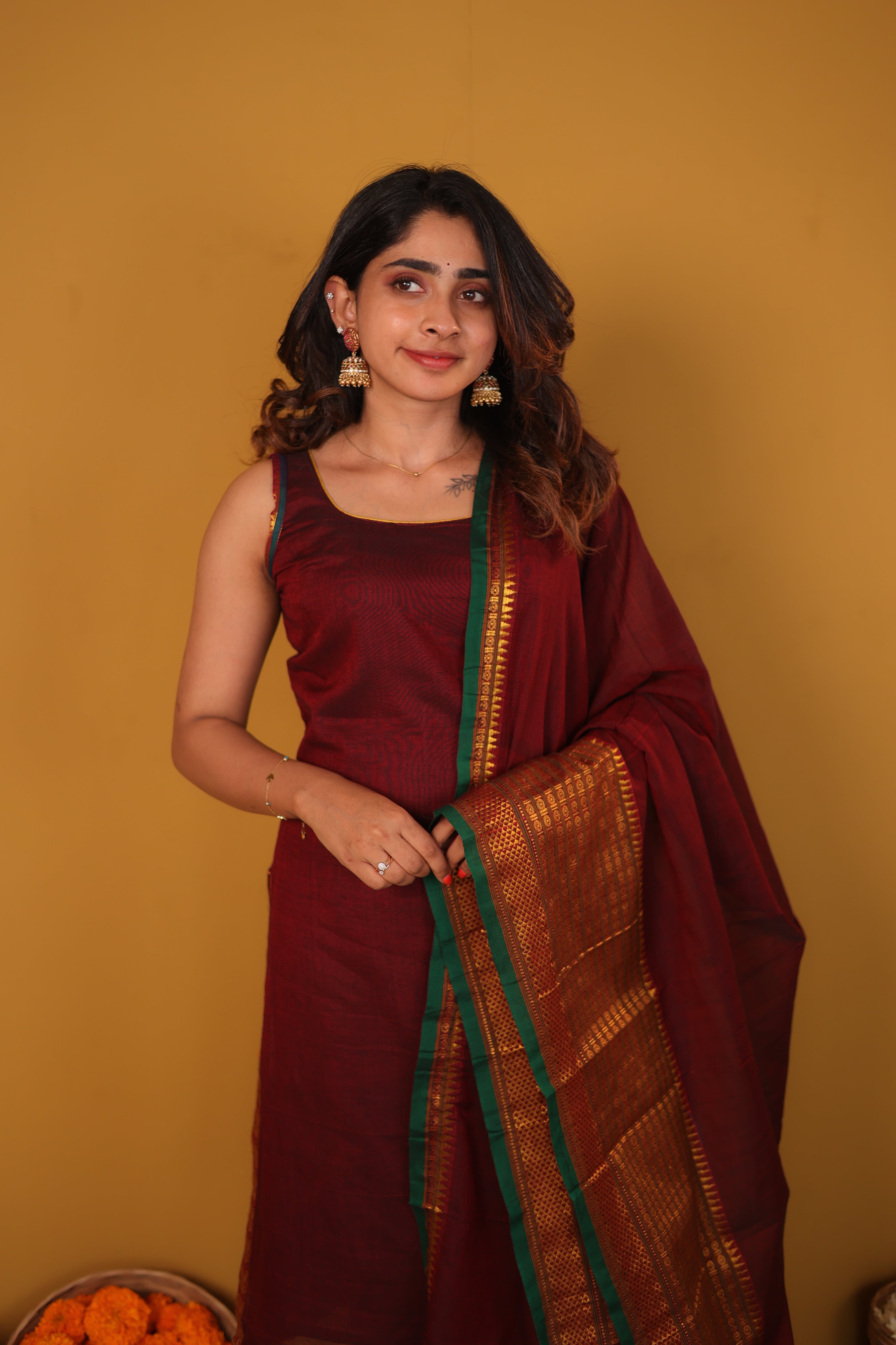 Tarika Maroon Kurti Set (Maroon Dupatta) (Set of 2)